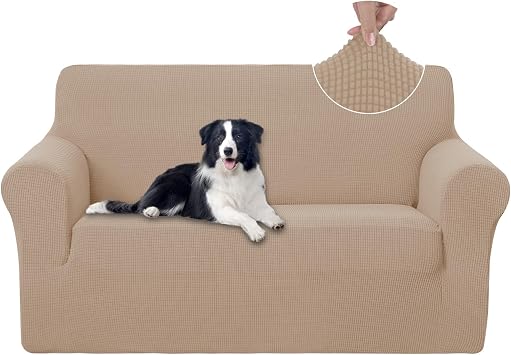 U-NICE HOME Loveseat Cover Stretch Couch Cover Sofa Cover Sofa Slipcover Furniture Protector for 2 Cushion Couch Sofa Pet FriendlyLoveseat, Camel