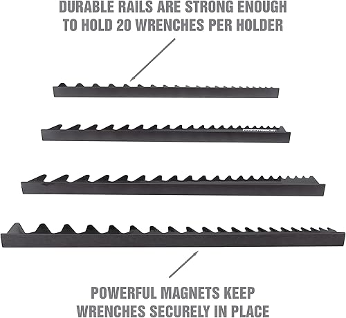 Miniatura 3 de OEMTOOLS 22219 - Organizador magnético de 4 piezas, llaves magnéticas para hasta 40 herramientas, diseño en forma de V de 16 pulgadas, accesorios