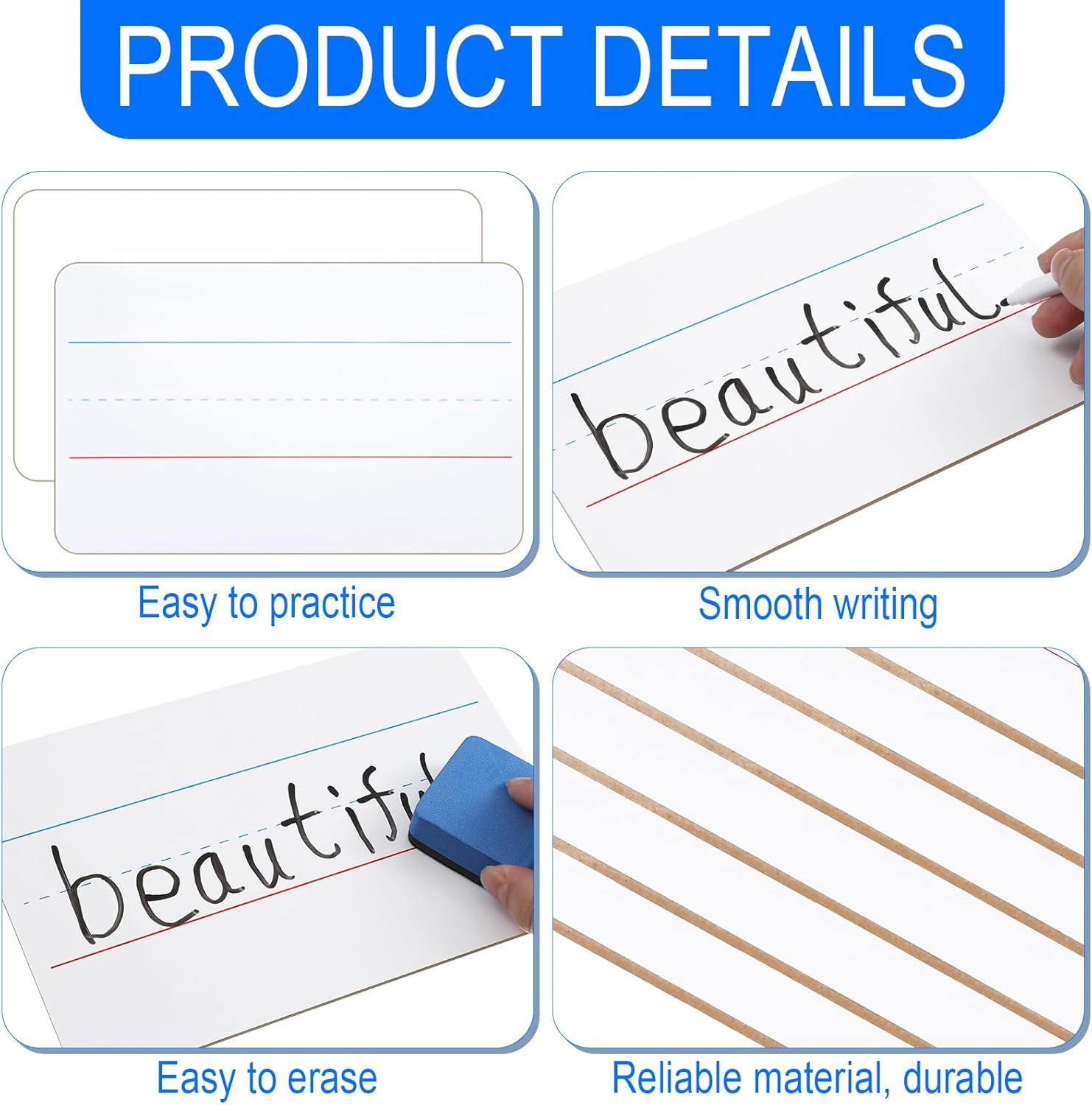 Colarr 36 Sets Mini White Boards 6"x 9" Dry Erase Boards Classroom Pack Includes Two Sided Small Whiteboards Markers, Lapboards Erasers for Teachers Students School