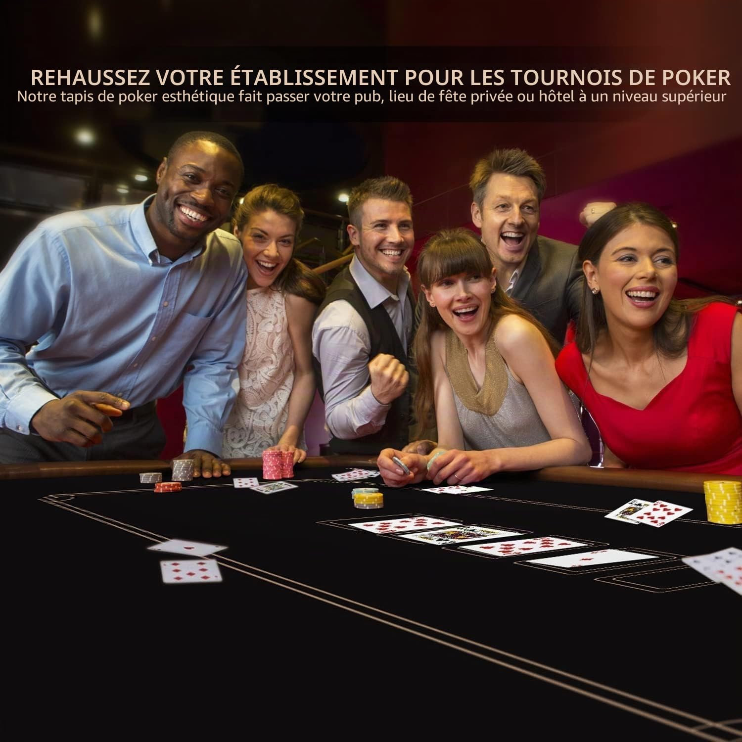 Tapis de Poker Noir et Or 180 x 90 cm Sac Portable Tissu Casino Anti-dérapant Résistant À L'Eau Hydrofuge
