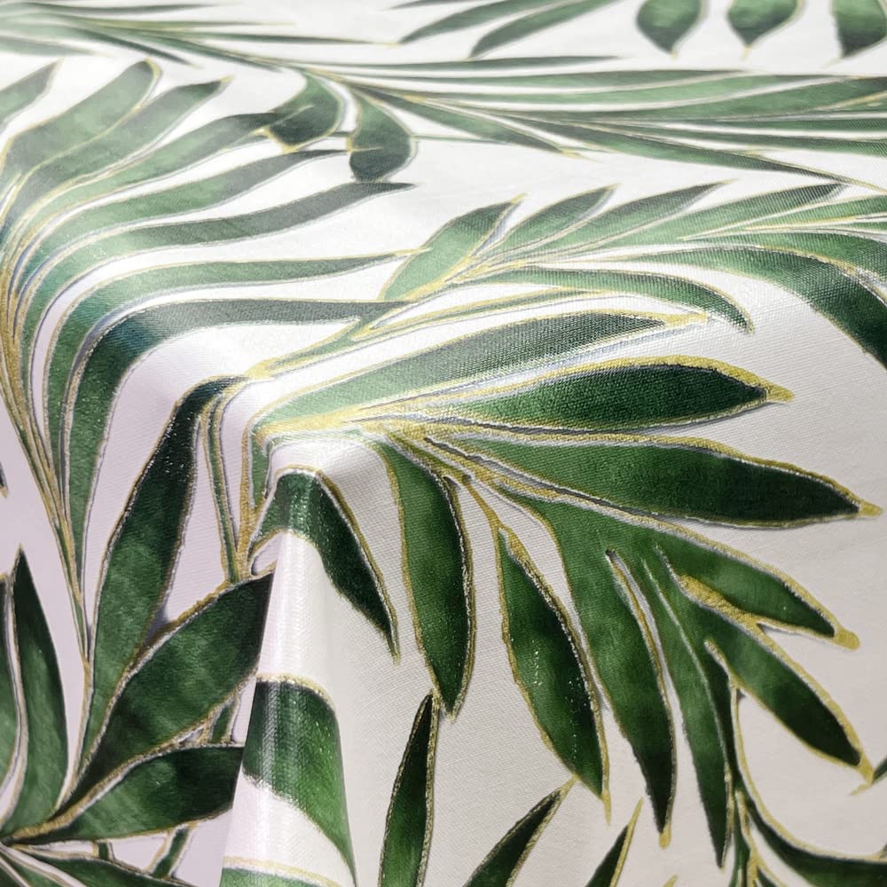 Oh Sew Crafty Limited Italian PVC Palm Leaves Embossed Craft Fabric Tablecloth Fabric 140cm Wide Per Metre (Green)