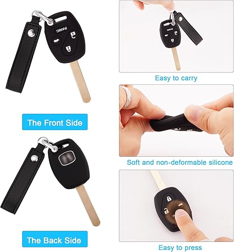 Miniatura 4 de Protector de silicona para llavero compatible con accesorios Honda, 4 botones, Accord Crosstour Civic CR-V Pilot Element, protector inteligente para