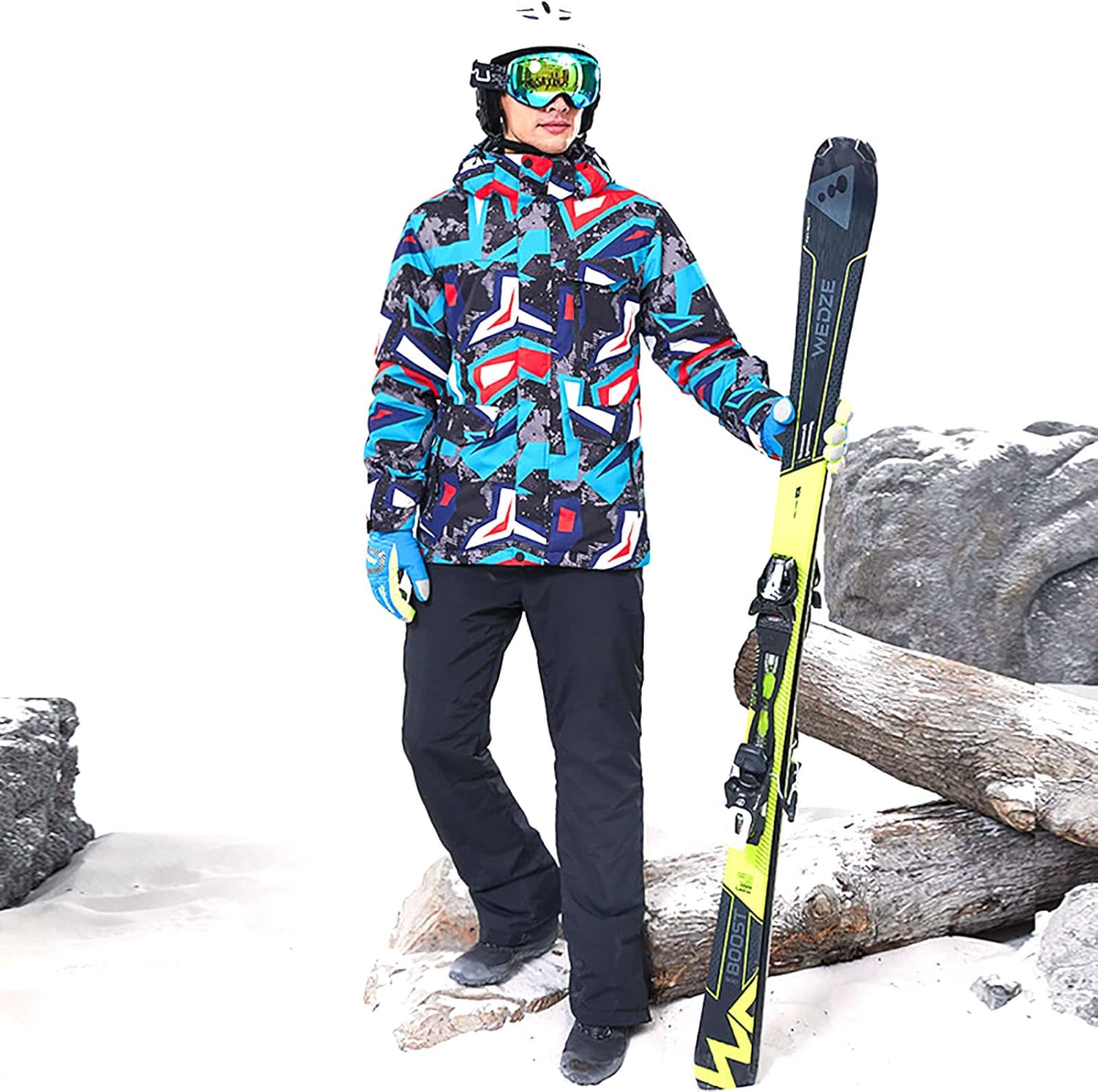 Men's Ski Suit Constant Temperature Tie-dye Design Coat Snowboard Jackets and Pants Outdoor Water Proof Wear