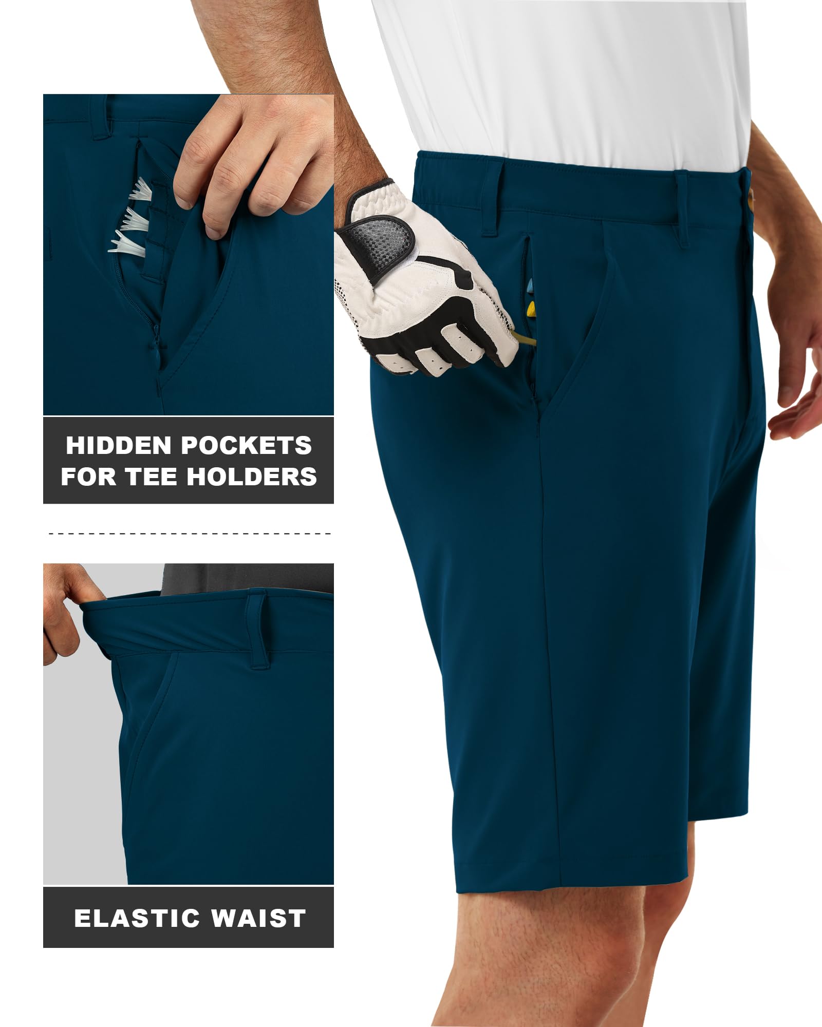 33,000ft Short de Golf pour Homme, Short de Randonnée pour L'extérieur, Protection Solaire UPF 50+, Short Décontracté Lléger et Respirant