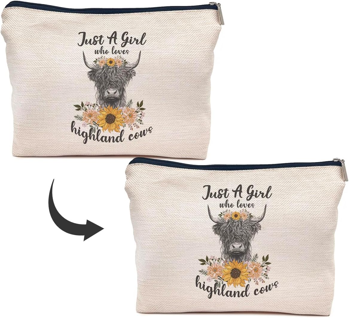 IWXYI Highland Cow Bag - Just a Girl Who Loves Highland Cow Makeup Bag - Travel Toiletry Bag - Image 5