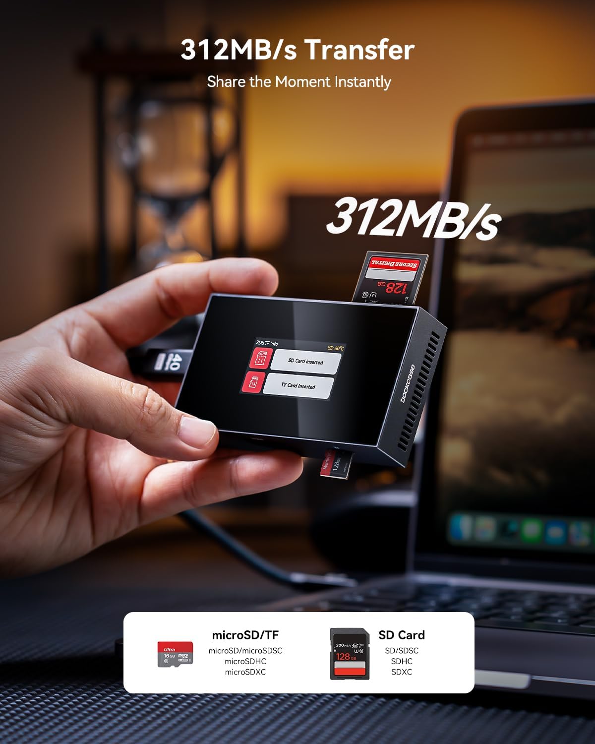 DOCKCASE Smart 7-in-1 USB C Hub & M.2 NVMe SSD Enclosure 10Gbps, USB3.2 Gen2 USB-A/C, 4K HDMI 2.1, PD 100W, UHS-II SD/TF Slots, Fits 2230/2242 B+M M-Key SSD, for Mac mini M1 2 3 4