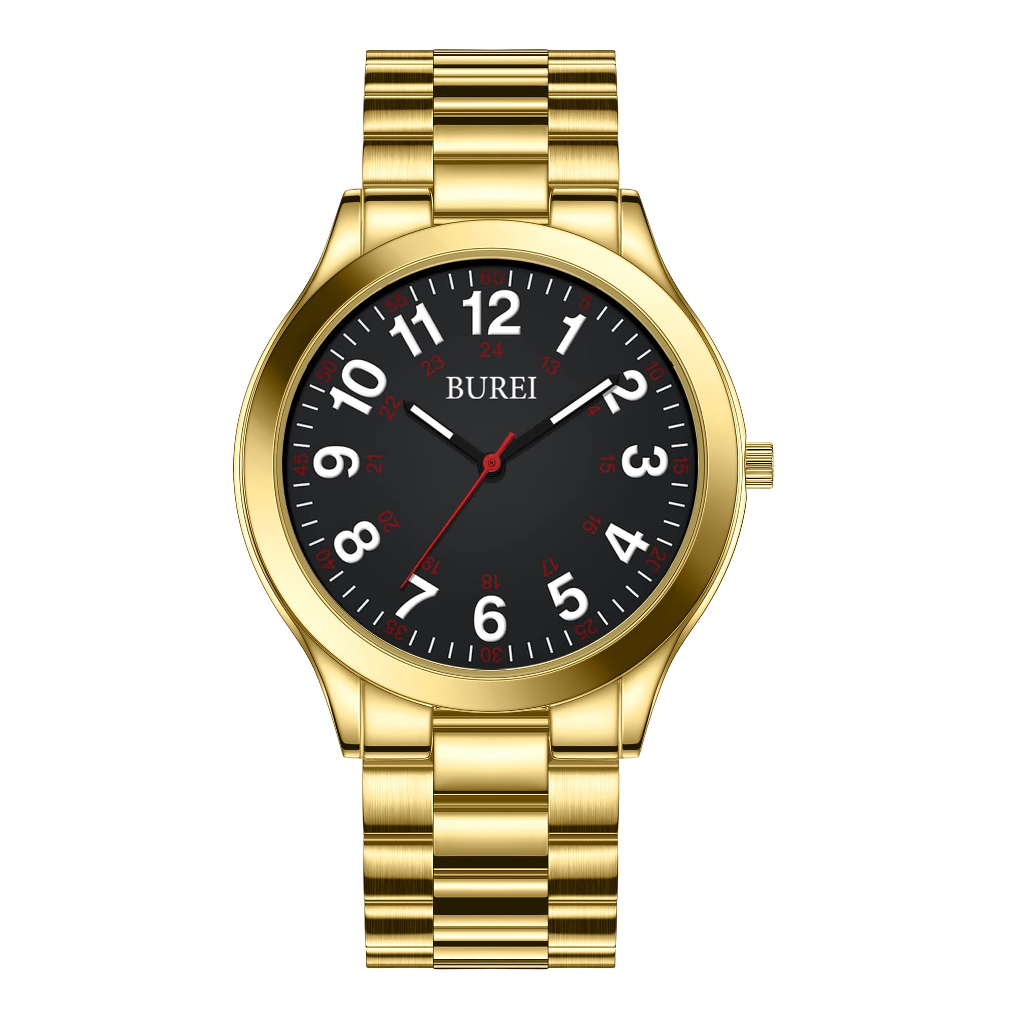 BUREIMen Watches Fashion Analog Stainless Steel Quartz Waterproof Watches,Gift for Men.
