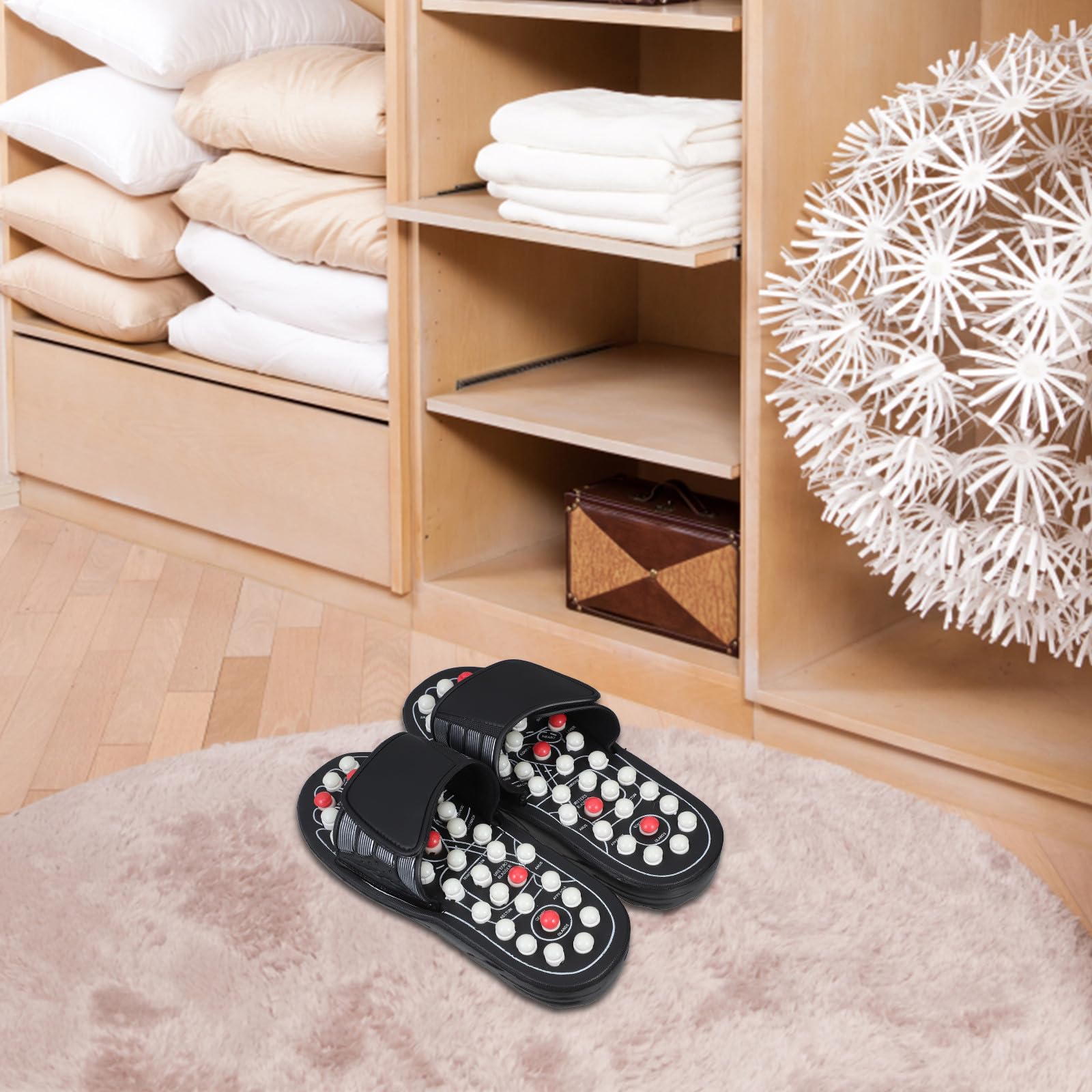 UPKOCH Akupunktur Massage Slipper aus Gummi mit Verstellbaren Riemen Rutschfeste Fußmassage Hausschuhe für Damen und Herren Fußentspannungsschuh für Zuhause und Wellness