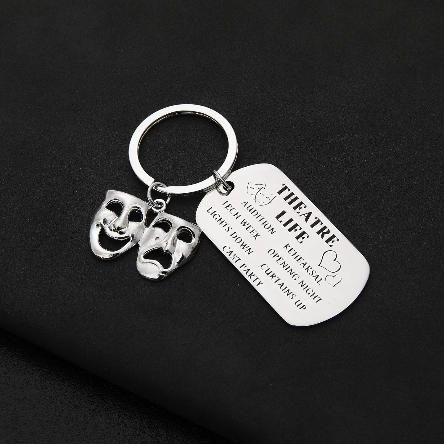 PHAETON 10PCS Theatre Drama Keychain with Comedy Tragedy Masks Theatre Actor Actress Broadway Musical Drama Keychain for Performer Gift Musical Lovers Gifts - Image 5
