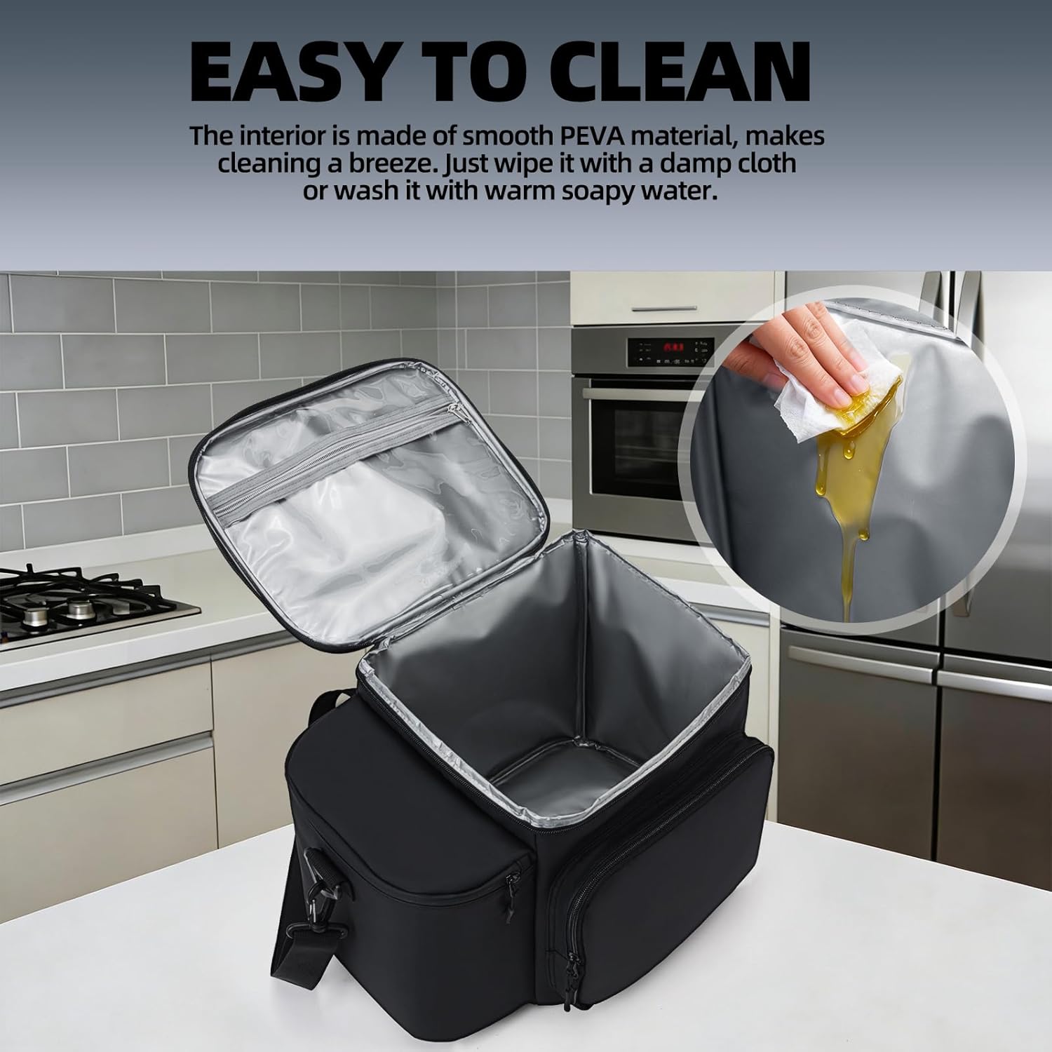 Padded Carrying Case for Ninja Crispi Air Fryer 4QT & 6-Cup Glass Containers, Carry Bag with 5mm Thick Insulation, Multiple Compartments & Pockets for Accessories Storage and Travel, Black (Bag Only)