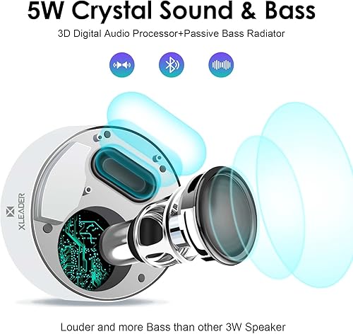 Miniatura 3 de XLEADER SoundAngel - Altavoz Bluetooth A8, blanco, 15 horas de reproducción de música, funda impermeable, cable de audio de 0.138 in, cable de carga