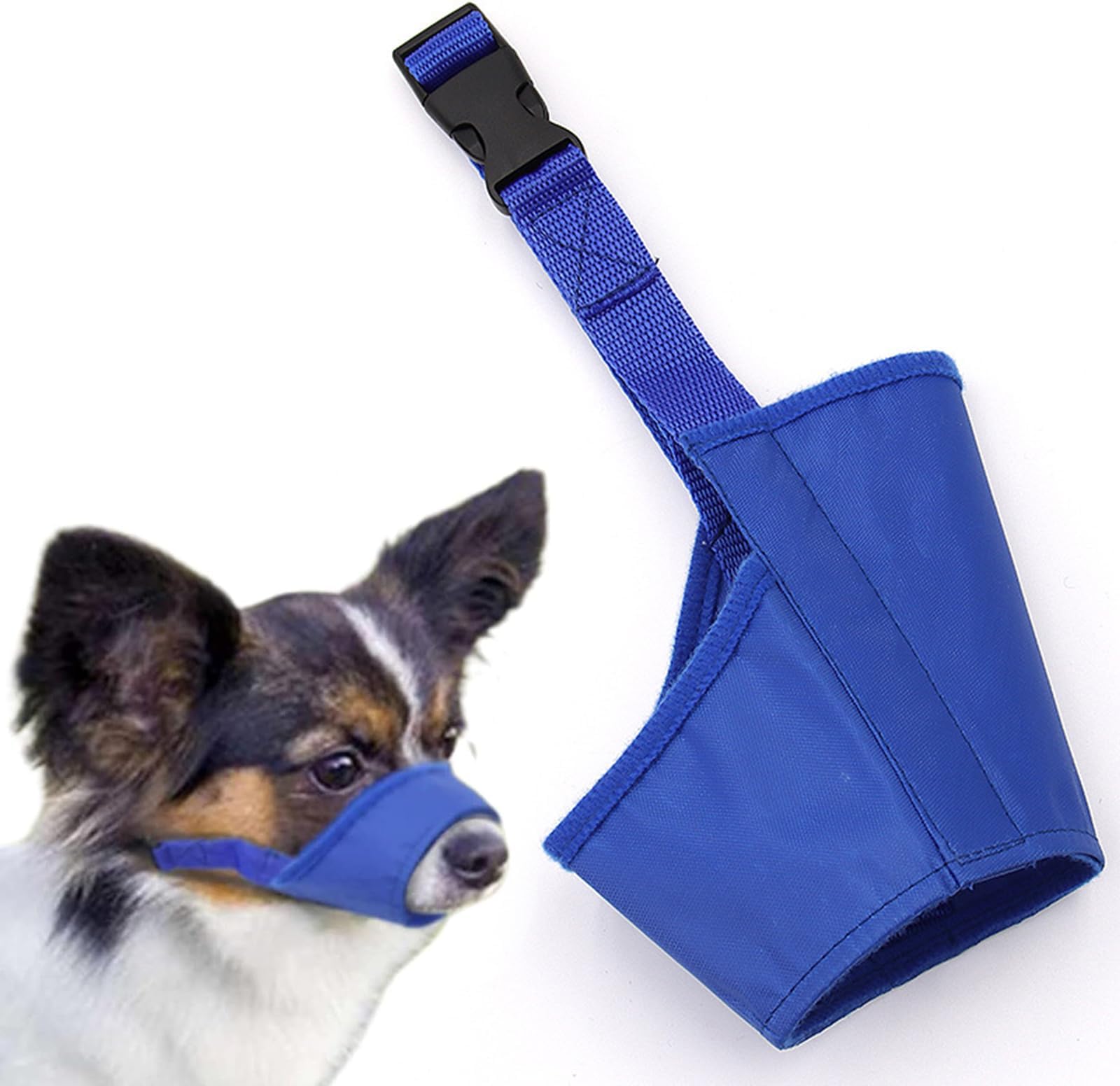Zittop Dog Muzzle,Soft, Anti-Biting, Barking and Chewing, Adjustable, Breathable, Waterproof for Small Medium Dogs, Blue (S)