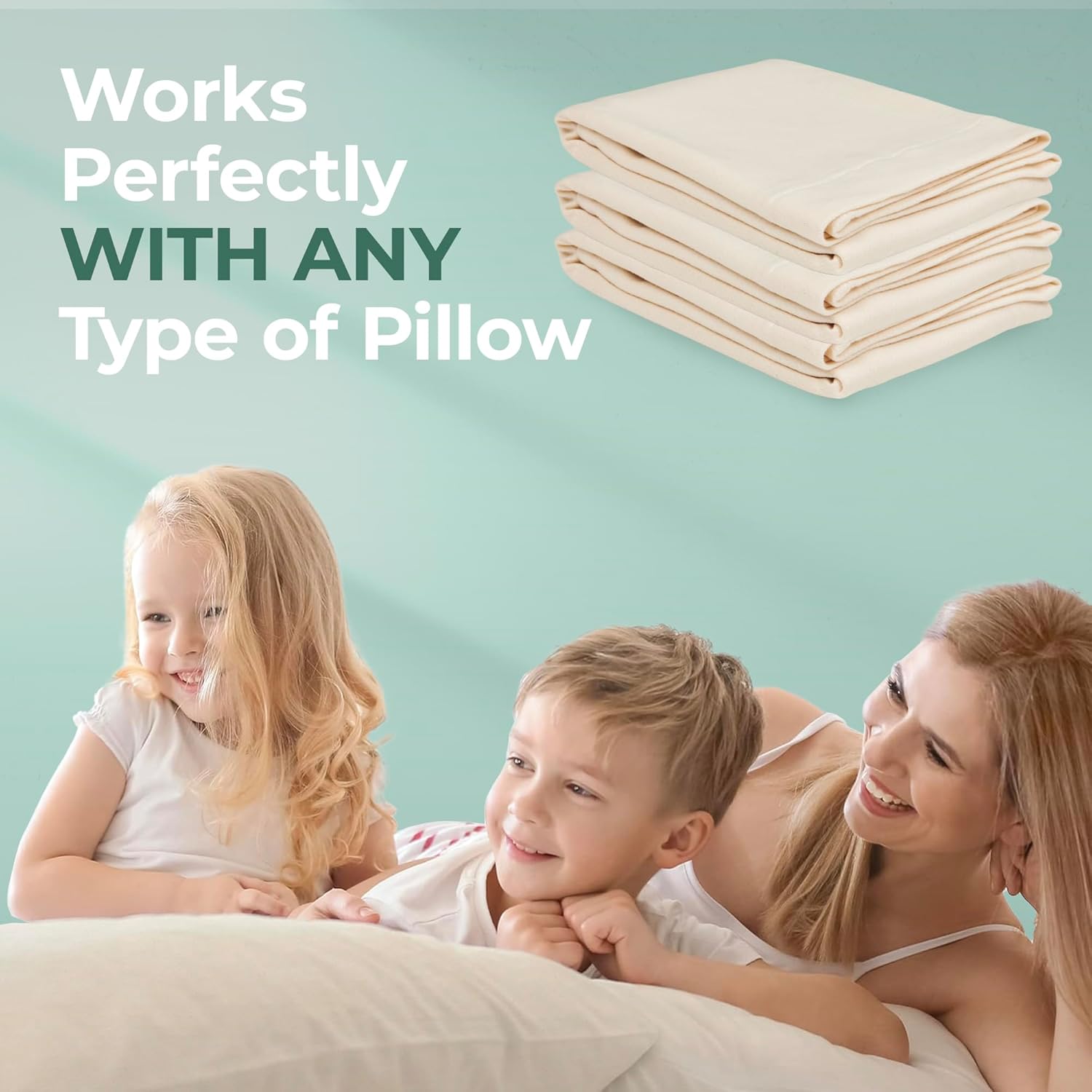 Snuggle-Pedic Pillow Case - King 20" x 36" White Pillow Cases w/Breathable Stretch Knit Cotton