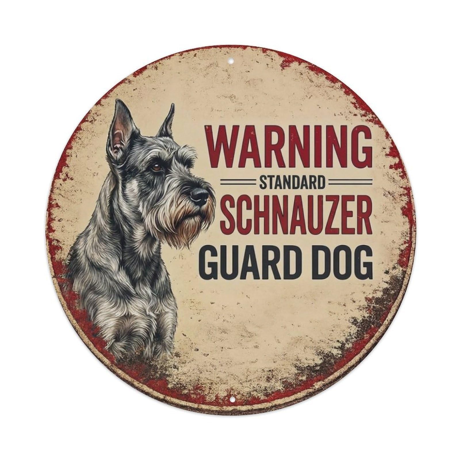 Metal Tin Sign Vintage Warning Standard Schnauzer