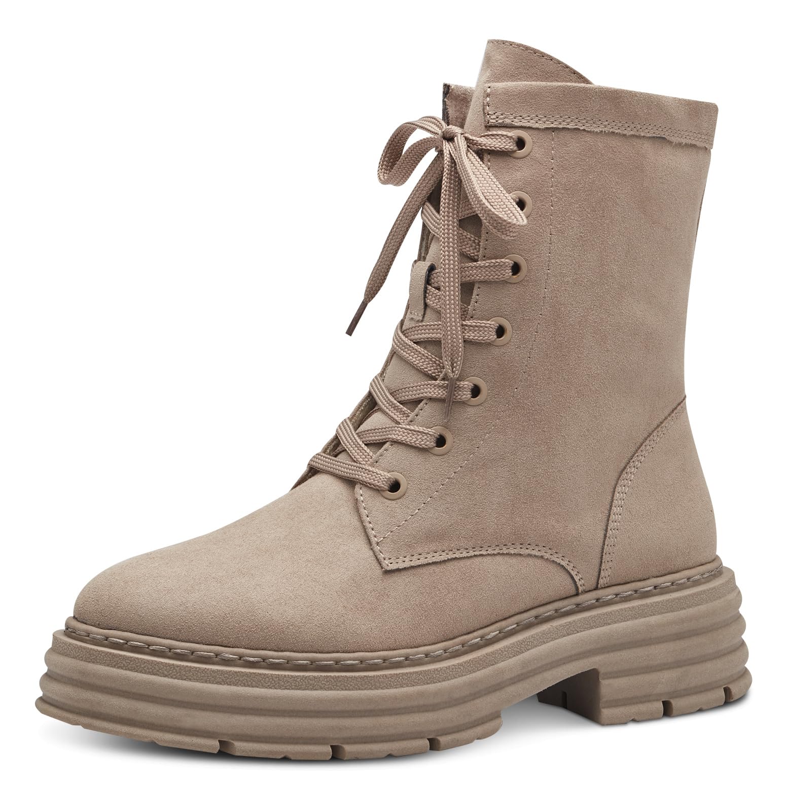 MARCO TOZZI Women's 2-25287-41 Lace Boot Flat, Smoke, 7.5