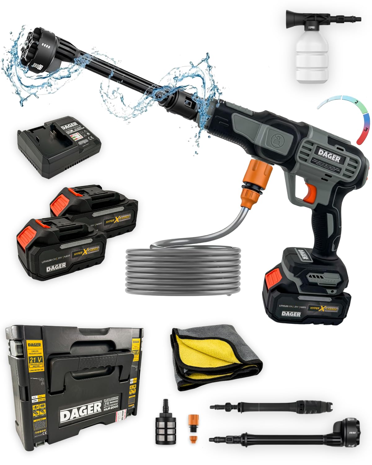 Dager AQUA FORCE 21V Kömürsüz Şarjlı Yüksek Basınçlı Yıkama…