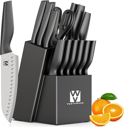 Miniatura 8 de Juego de cuchillos de cocina, 14 piezas, juego de cuchillos de acero inoxidable afilados para cocina, hogar y restaurante, juego de cuchillos