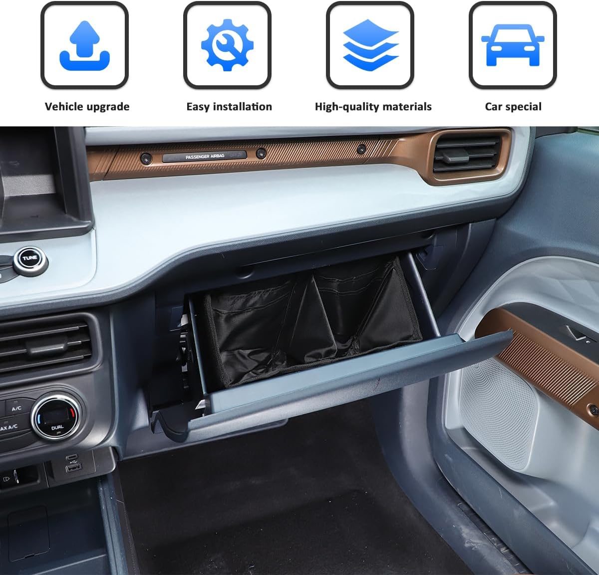 Car Glove Box Organizers bag Compatible with Ford Maverick 2022-2025 Center Console Organizer Internal Storage Bag,Oxford cloth Interior Organizer Automotive Bag