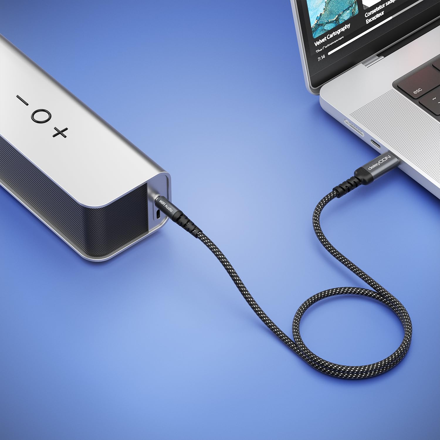 deleyCON 0,5m Adattatore Audio USB‑C a 3,5 mm - USB‑C Maschio a Jack 3,5 mm Maschio - per Cuffie, Altoparlanti e Sistemi Hi‑Fi - Compatibile con iPhone 17/16/15, iPad, Galaxy S25/S24/A16/A56 - 4