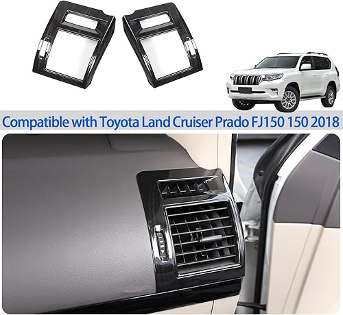 Miniatura 6 de Fgtagtal Ajuste para Toyota Land Cruiser Prado FJ150 150 2018 ABS Car Side Air Condition Vent Trim Cover Frame Sticker, consola central lateral