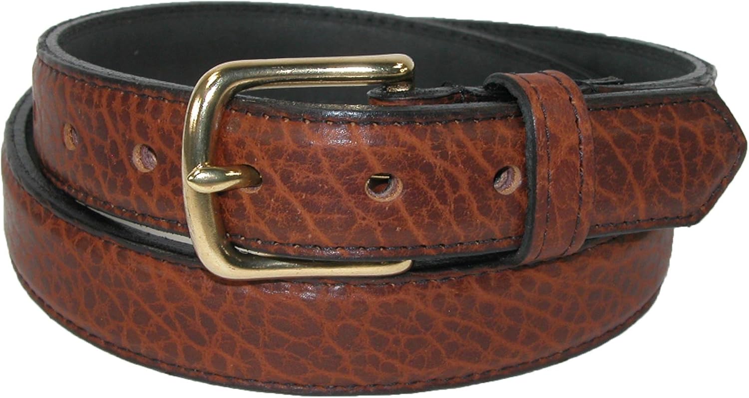 Boston Leather Men's Big & Tall 1.25 Inch Wide Bison Leather Belt, 68, Tuscon