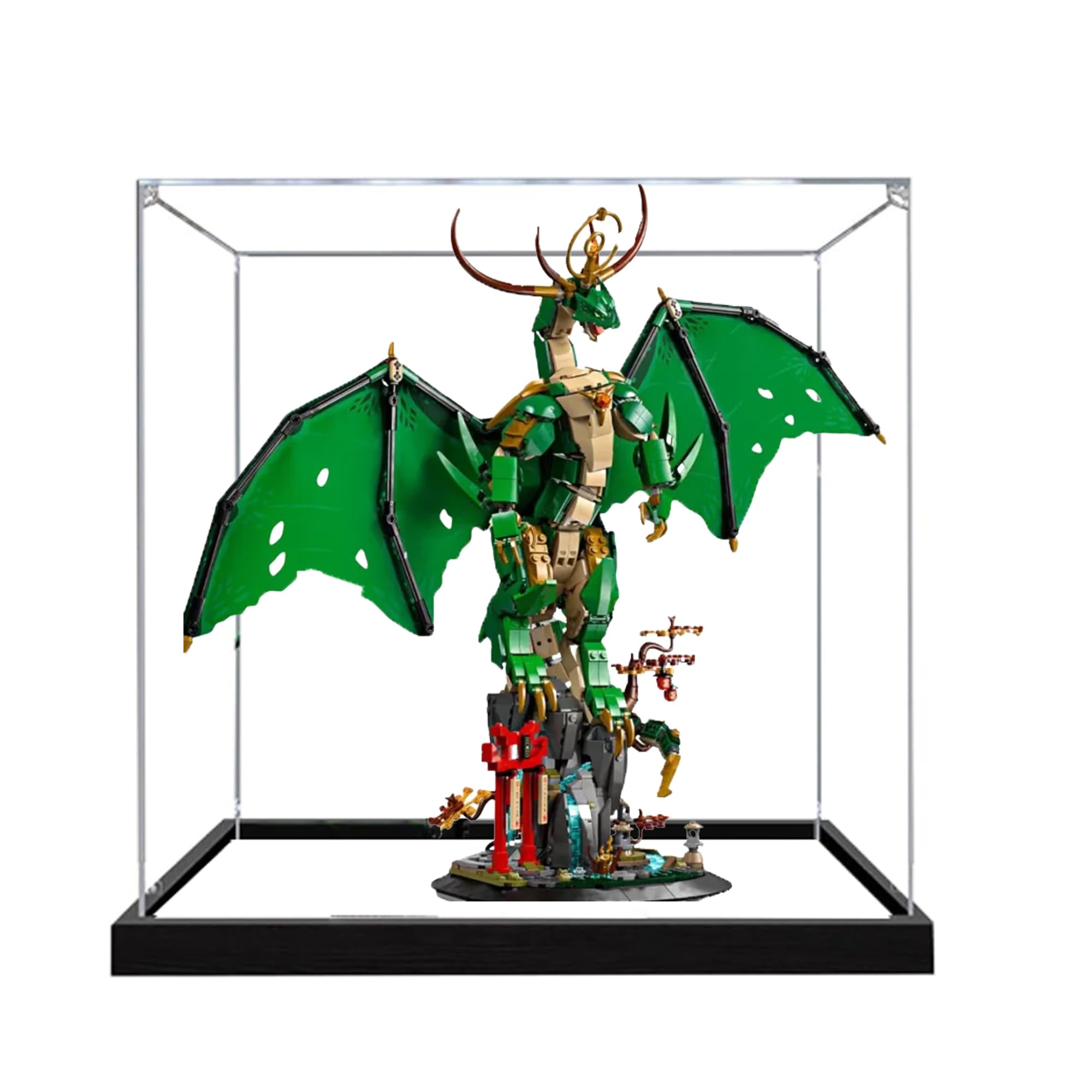Acrylic Display Case for Lego 71847 Guardian Dragon Model, 3mm Dustproof Display Box, Display Case Compatible with Lego 71847 (Model Not Included) (Mirror 3MM)