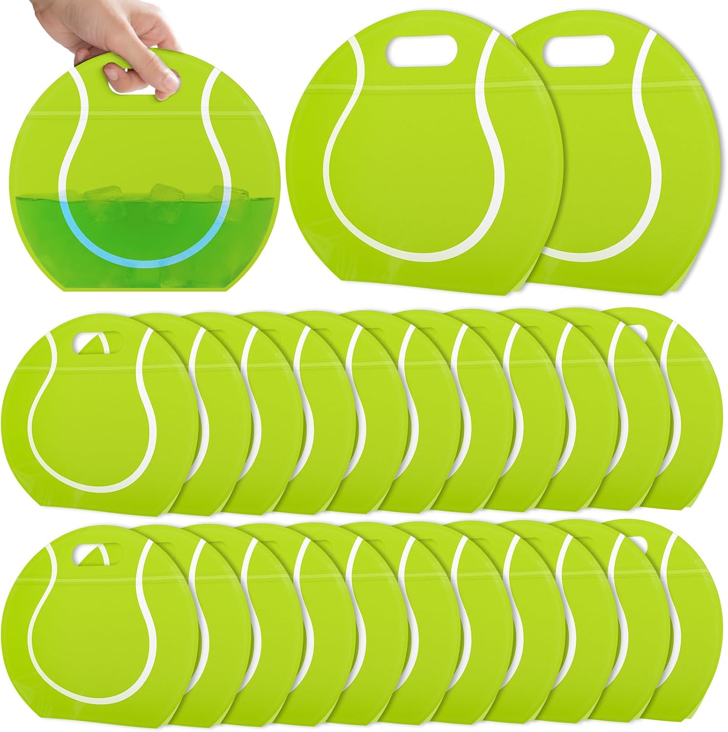 AKAIXI 24pcs Tennis Gift Bags with Handles Reusable Sealed Stand-Up Snack Bags, Tennis Themed Party Favors Birthday Supplies for Team Practice/Game Day, Gifts for Tennis Lovers, Players, Coaches