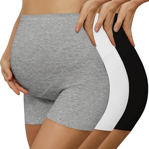 Pepperika Plus Size High Waist Stretchable Cotton Over The Bump Maternity Boyshorts Pregnancy Panties for Women Shorts Sty...