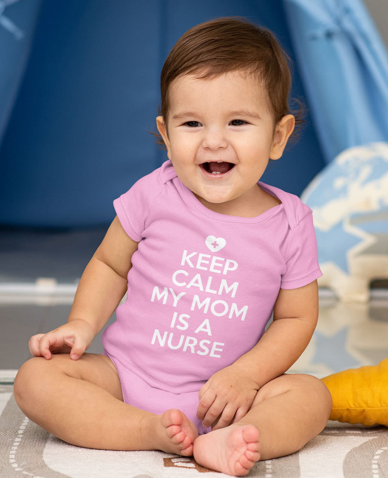 Tstars Keep Calm My Mom Is A Nurse Gift For Mommy Nurse Cute Baby Bodysuit 6M Pink
