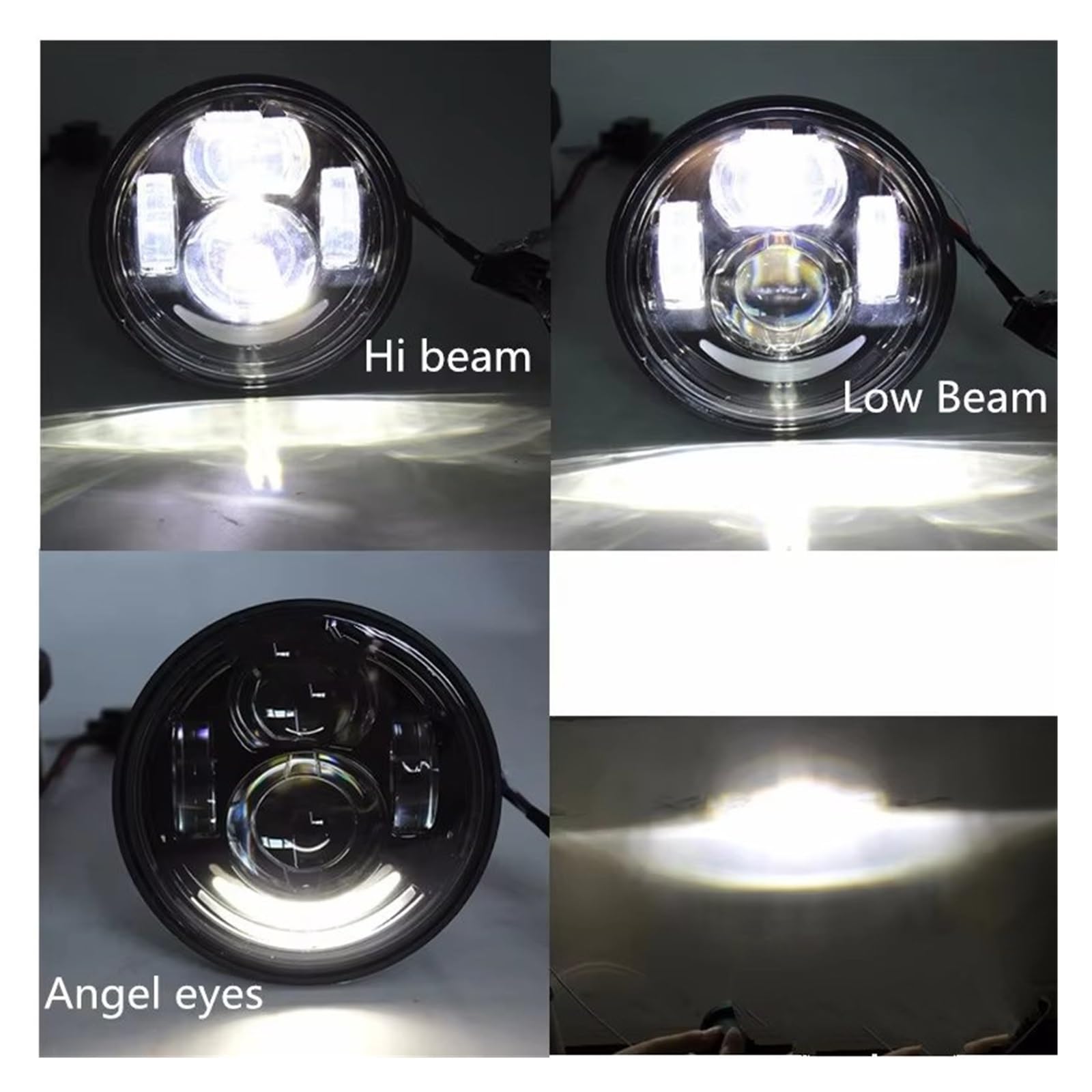 Proyector Moto Faros Delanteros Dobles LED De 4,5" con Luces Circulación Diurna DRL Y,65" H4 para Motocicletas FXDF Faro Motocicleta(with DRL Black1 H13)