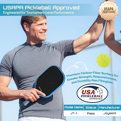 Miniatura 2 de Juego de raquetas de pickleball aprobadas por USAPA de fibra de carbono con bolas para interiores y exteriores, raquetas ligeras y núcleo de panal