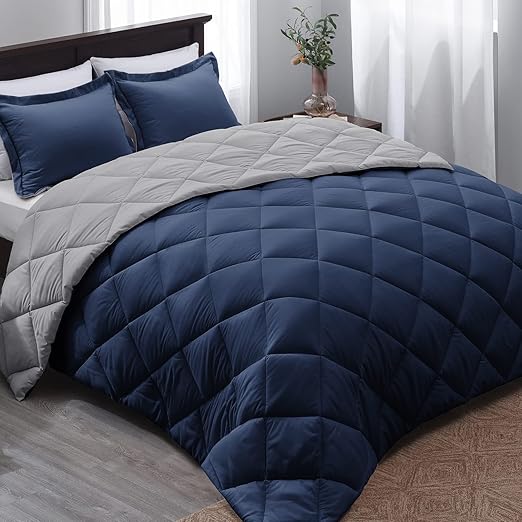 Basic Beyond Full Size Comforter Set Navy and Grey