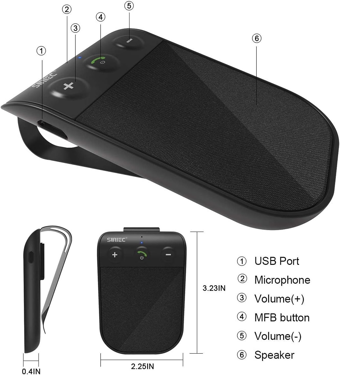 SUNITEC BC936SA Product Overview with Labeled Parts
