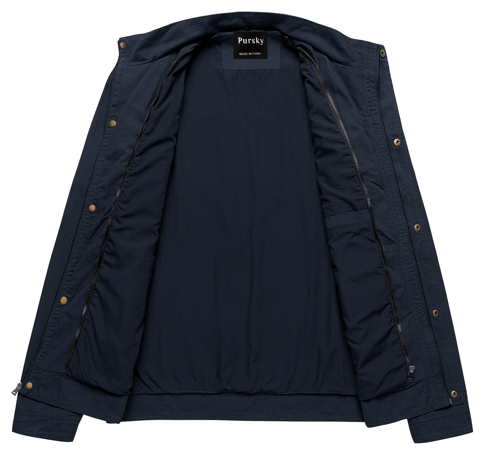 Pursky, Herren Militärjacke aus gewaschenem Baumwoll-Canvas, mit Kapuze, lässige Übergangsjacke für den Herbst