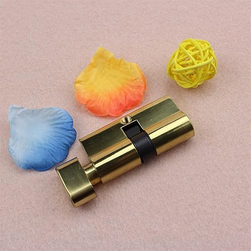 Miniatura 5 de Candado de latón chapado en oro, cerradura de puerta de cilindro para puerta de dormitorio (color bronce, tamaño del cilindro 2.756 in)
