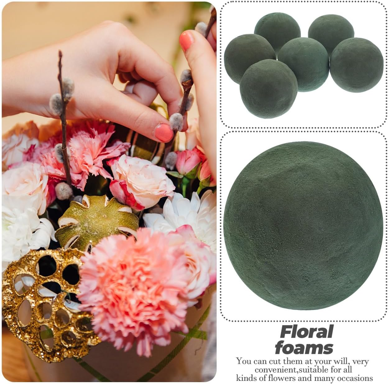 BESTOYARD 6 Pcs 2.36-Inch Floral Foam Flower Clay Board Props for Wedding Bouquet Crafting and Floral Arranging DIY