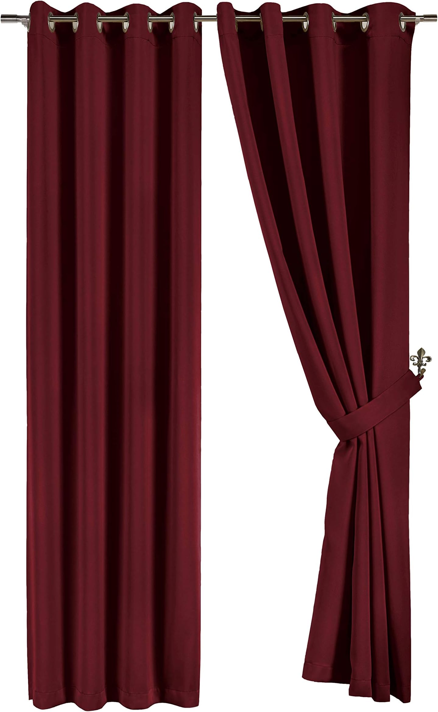 Chezmoi Collection Solid Grommet Top Thermal Insulated Blackout Window Curtain -Burgundy - 52" W x 84" L - (Set of 2 Panels)