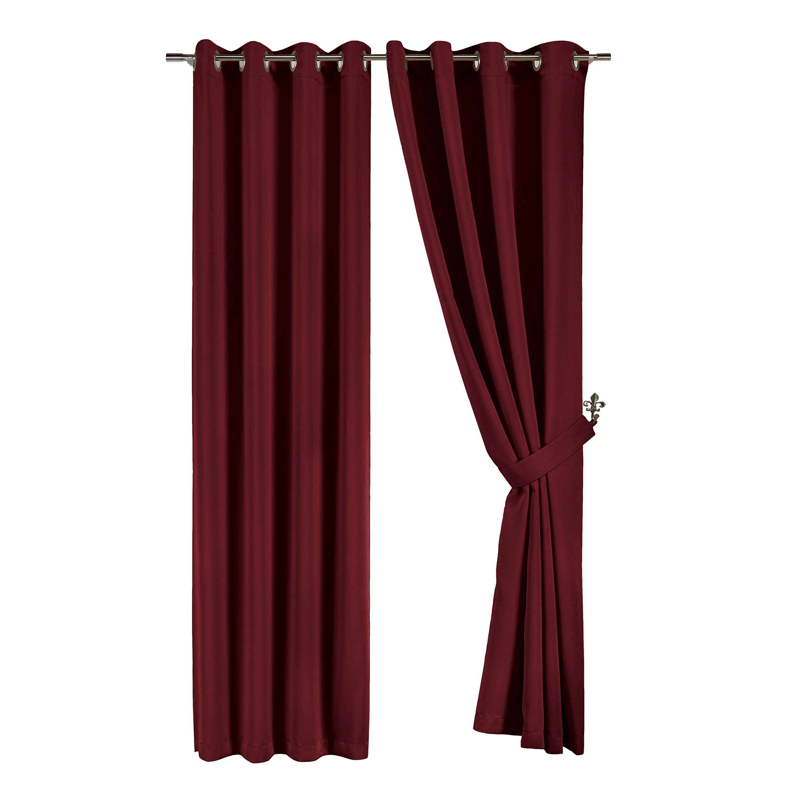 Chezmoi Collection Solid Grommet Top Thermal Insulated Blackout Window Curtain -Burgundy - 52" W x 84" L - (Set of 2 Panels)