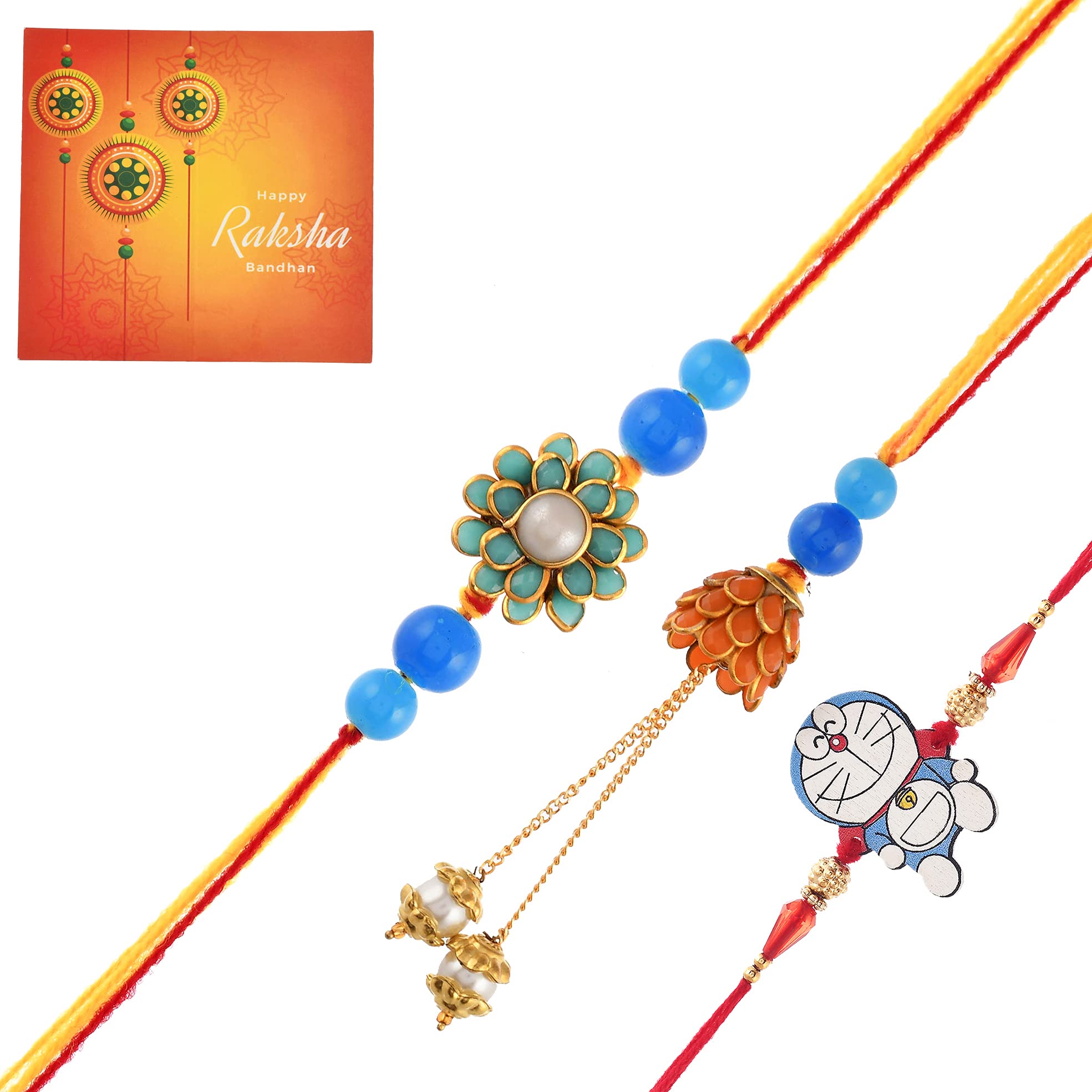 Yalambar Bhaiya Bhabhi Gold Plated Floral Rakhi Set Couple Rakhi Kundan Rakhi with Roli Chawal and Raksha Bandhan Greeting Card (B0B4ZPRPHQ) Amazon Price History, Amazon Price Tracker