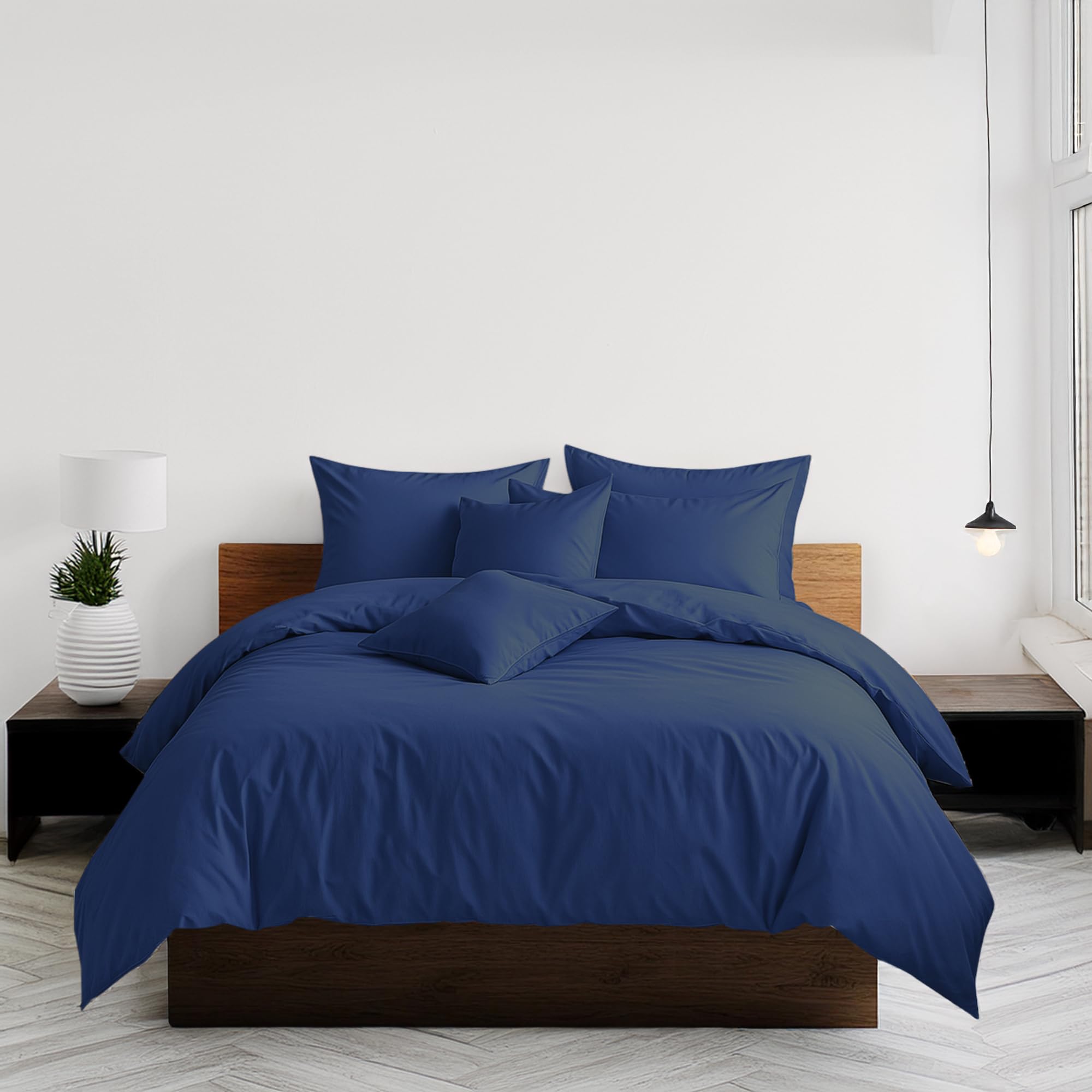 Home Sweet Home Uk Royal Blue Plain Dyed Single Size Duvet Cover Sets Soft Polycotton Duvet Cover Sets Single Size With Button Closure Non-Iron Easy Care Bedding With Matching Pillowcase