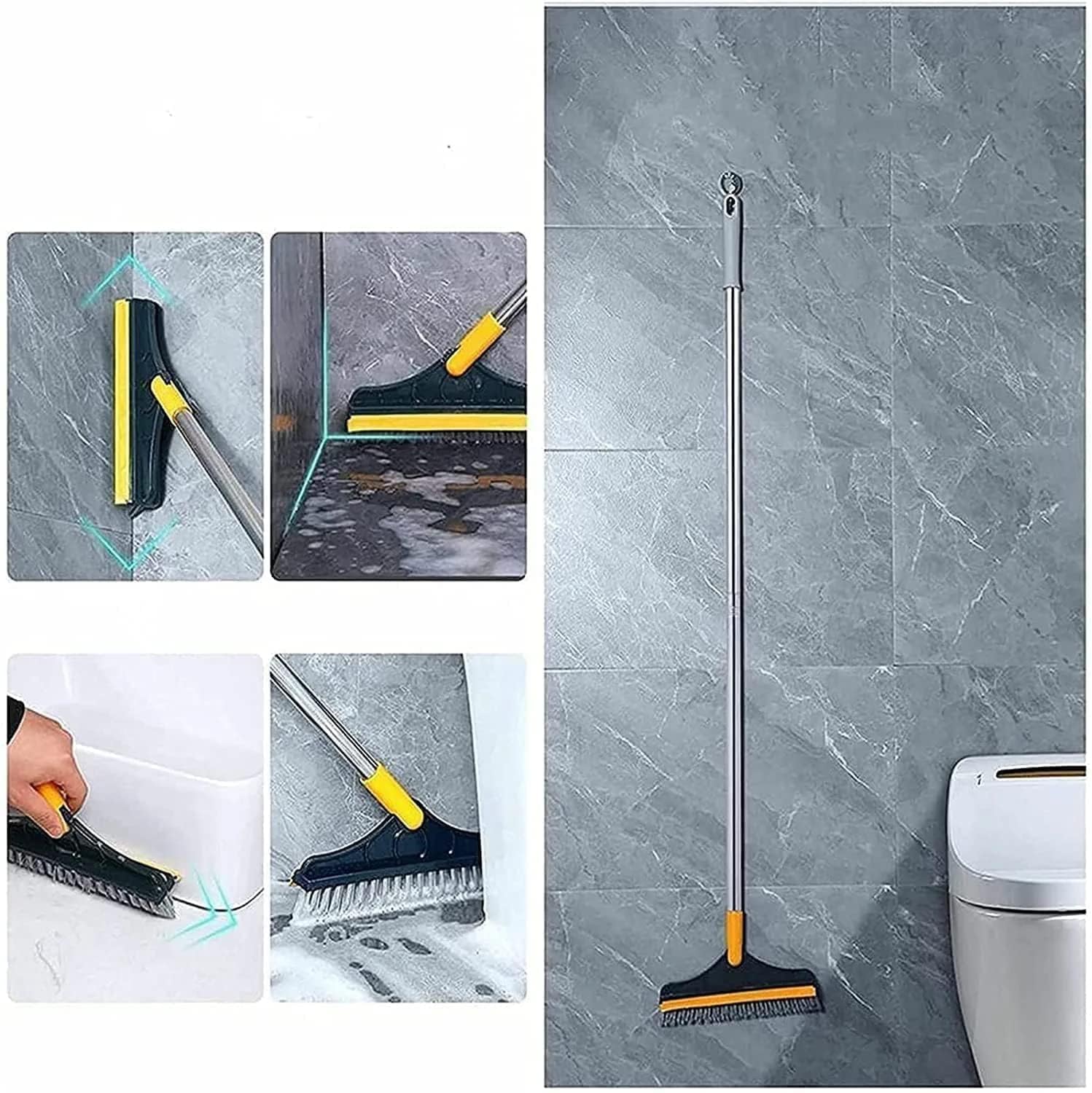 2-in-1 Bathroom Cleaning Brush with Wiper - Long Handle 180° Rotate Toilet Brush, Tiles Cleaning, Floor Scrub for Kitchen and Bathroom Accessories (2 in 1 Cleaning) - Image 5 thumbnail
