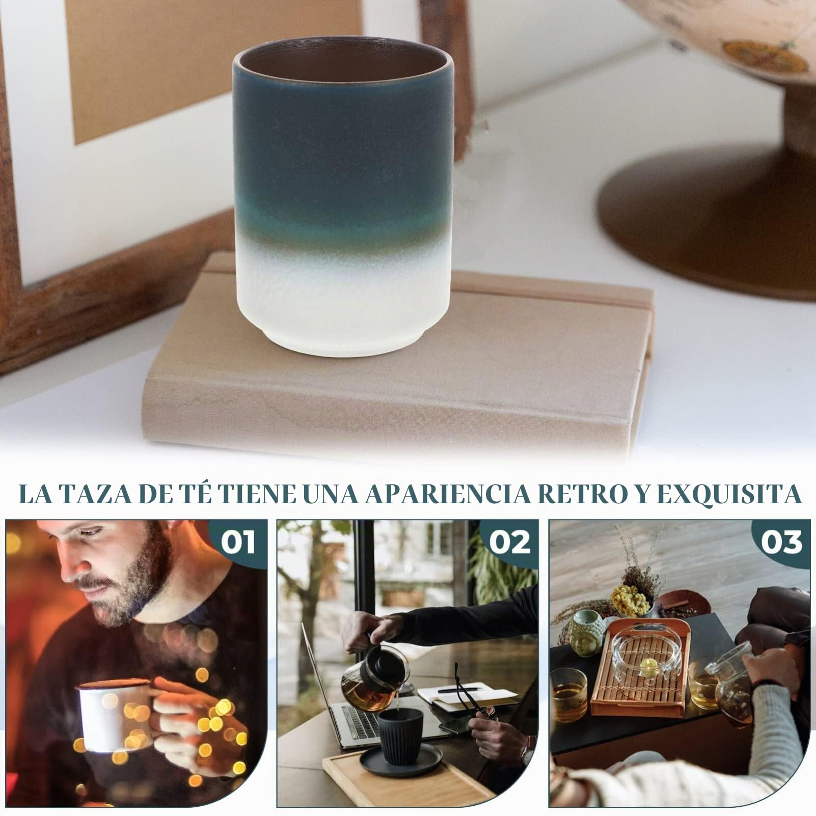 Taza De Cerámica Vintage Japonesa Diseño Degradado y Accesorio para Casa Taza De Reutilizable y