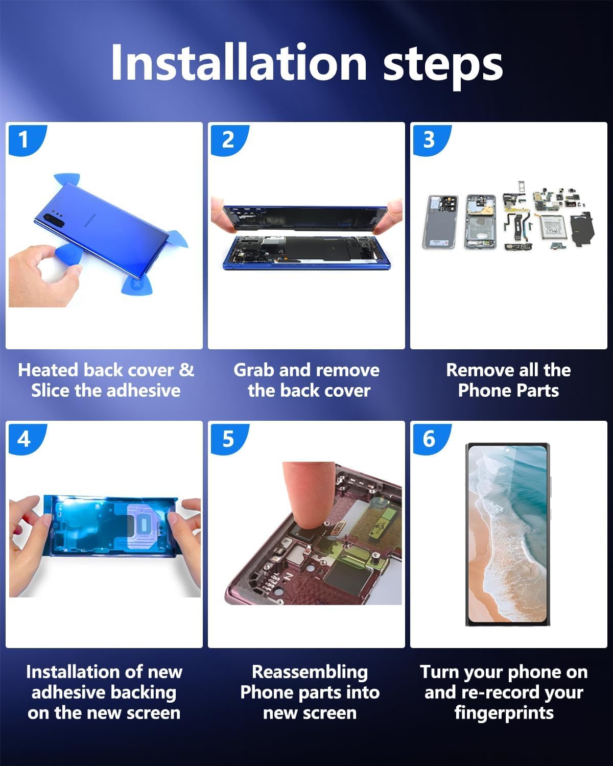 US Version for Samsung S22 Ultra Screen Replacement for Galaxy S22 Ultra 5G with Frame & Fingerprint Sensor – Includes Full Tool Kit & Installation Guide