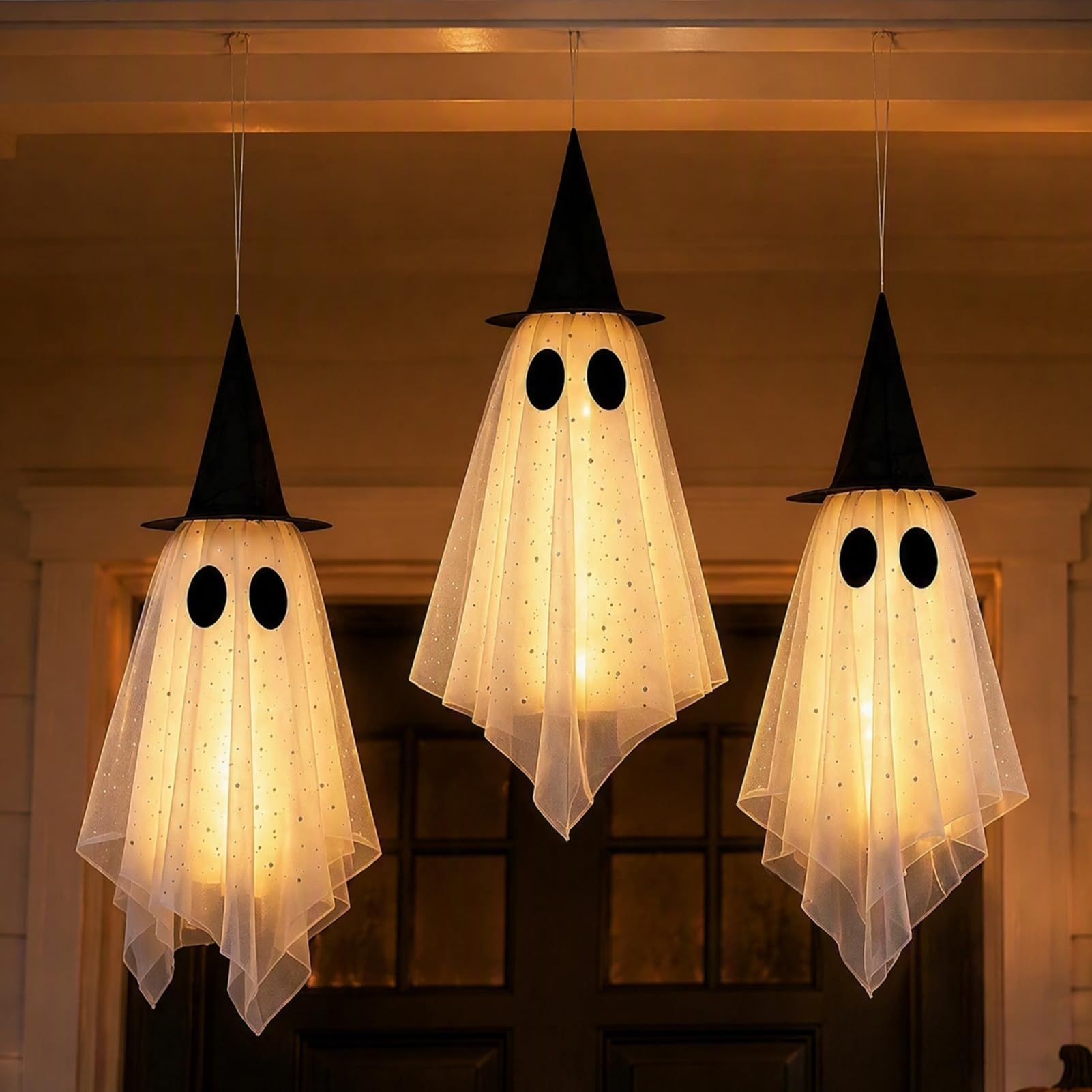 Wiszące dekoracje duchów, upiorne rekwizyty na Halloween, 3 szt