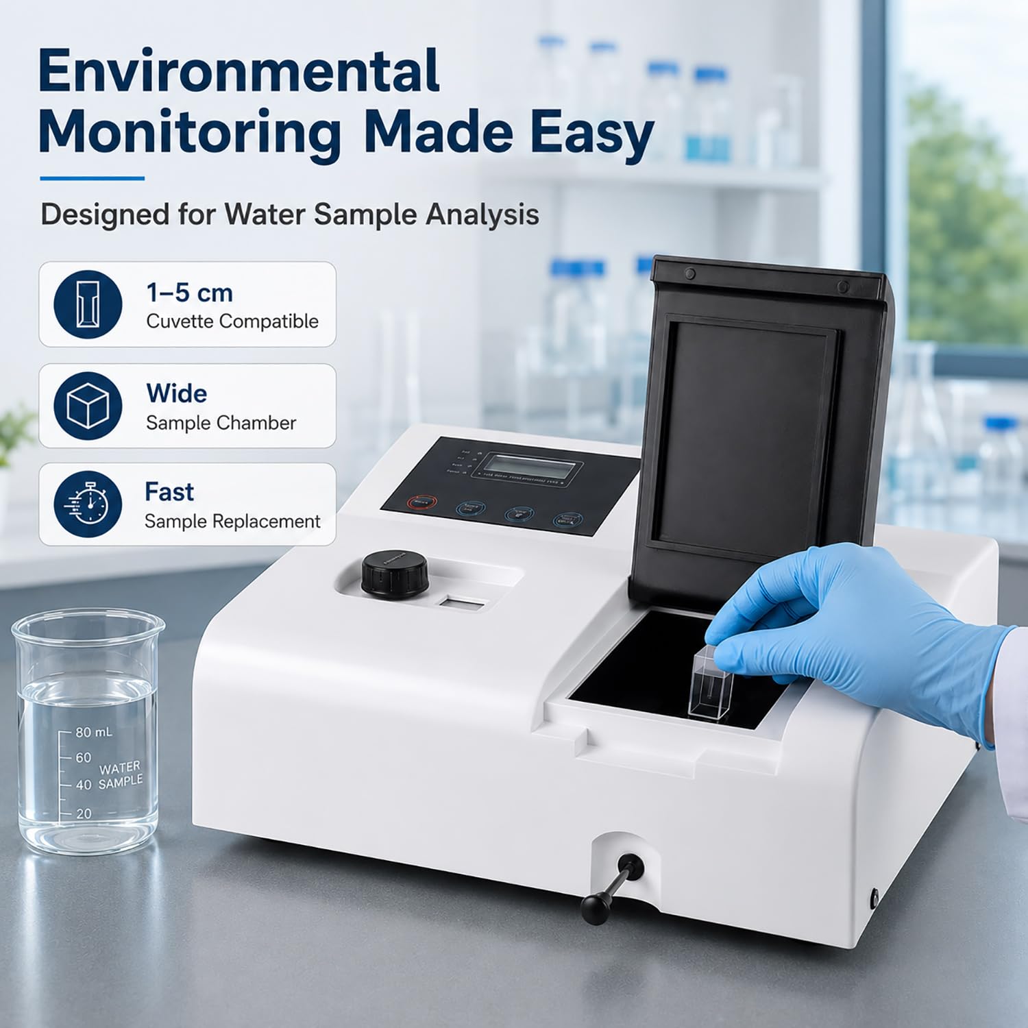 GOYOJO Spettrofotometro portatile 721, lampada visibile dello spettrofotometro 350-1020nm del laboratorio di LDC Digital, spettrometro 110V dell'attrezzatura analitica di laboratorio della lampada del