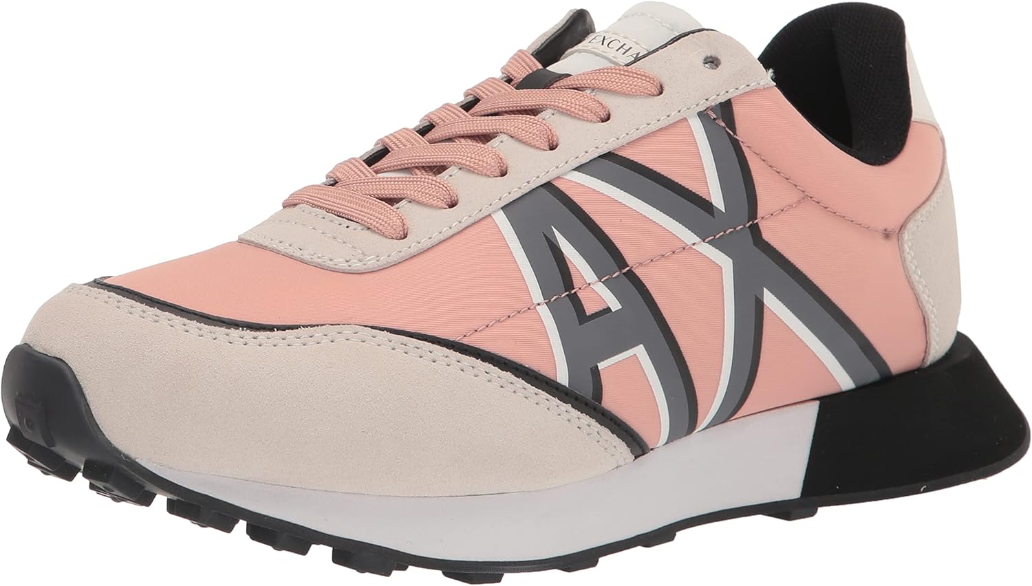 A | X ARMANI EXCHANGE Women's Serg AX Logo OG Sneakers, Optic White and Black, 5