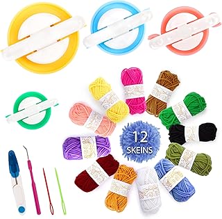LOVEINUSA 20PCS Pompom Maker Set, Pom Pom Makers Fluff Ball Weaver Craft Knitting Tool Set for Kids Adults Beginners DIY Decoration