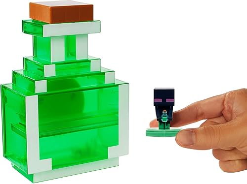 Miniatura 2 de Mattel Minecraft Carry Along Potion Plus - Mini figura exclusiva, funda de transporte para minifiguras, basado en videojuegos de Minecraft, juguetes