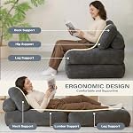 Folding Sofa Bed, Dark Grey, 3-in-1 Convertible | Shredded Memory Foam, Foldable Floor Lounger Chair to Single Bed, Headrest & Pillow