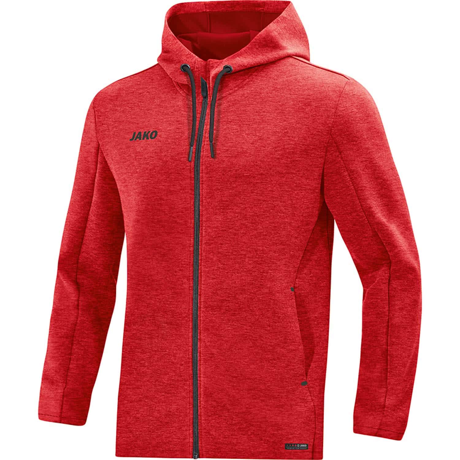 JAKO Men's Premium Basics Hooded Jacket, Rot Meliert, XXX-Large